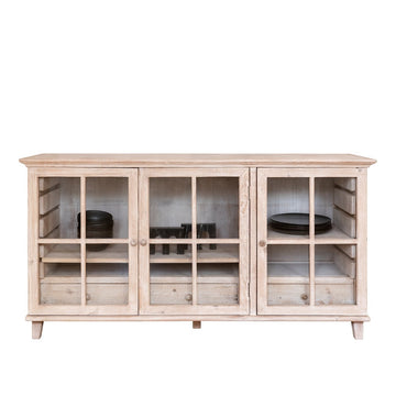French Chateau Glass Door Sideboard - Natural