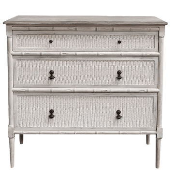 French Colonial Three Drawer Dresser - Antique White