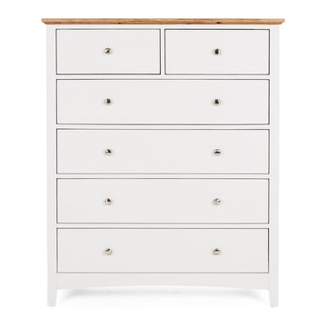 Oak Top White Chest Of Drawers - White & Natural