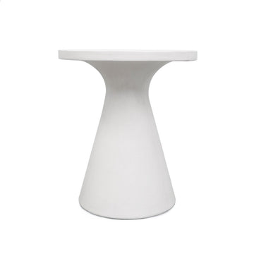 Outdoor Round White Concrete Pedestal Dining Table - 65cm