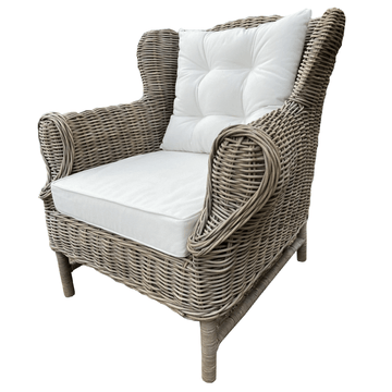 Rattan Wingback Armchair - Natural & White