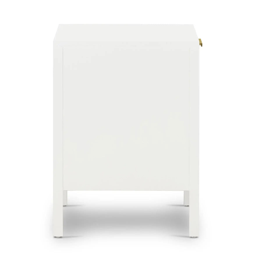 White Rattan Drawer Bedside Table