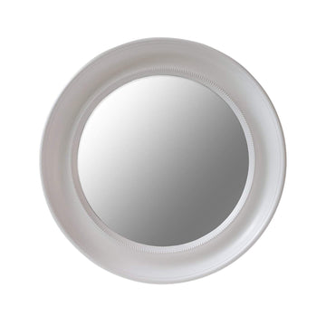 Round White Beaded Wall Mirror