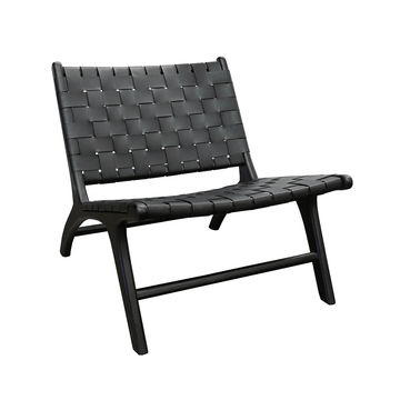 Woven Leather Low Chair - Black