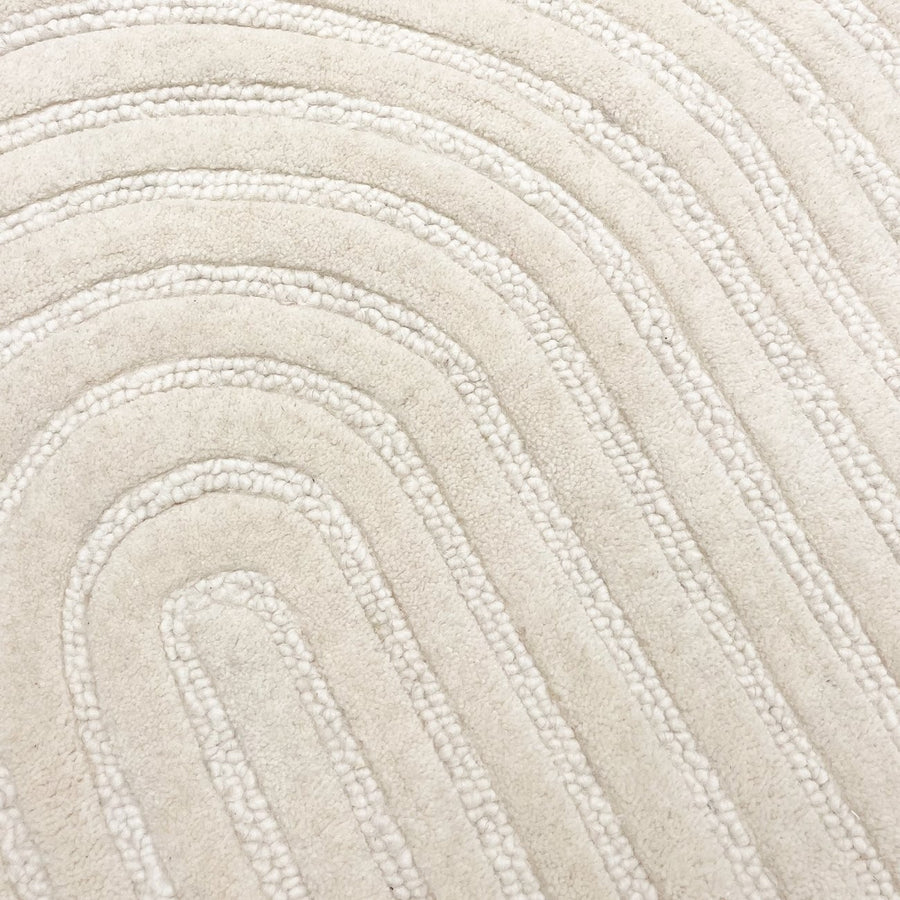 100% Wool Swirl Rug 200cm x 300cm - Ivory
