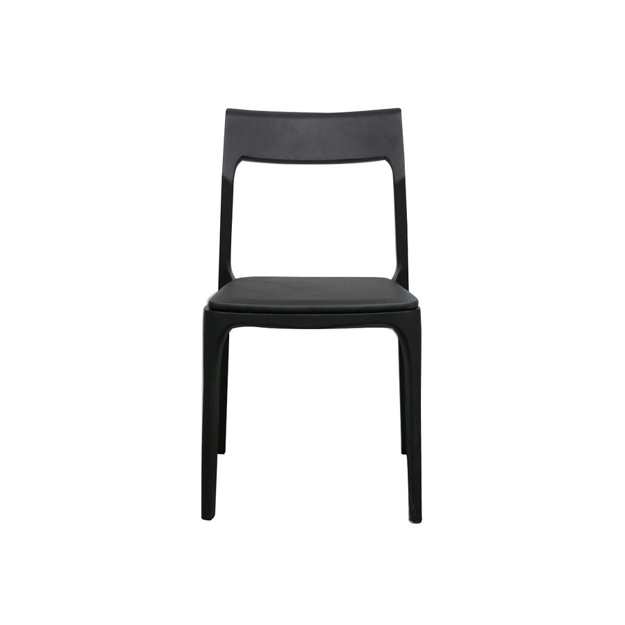 Ash & Leather Stackable Dining Chair - Black
