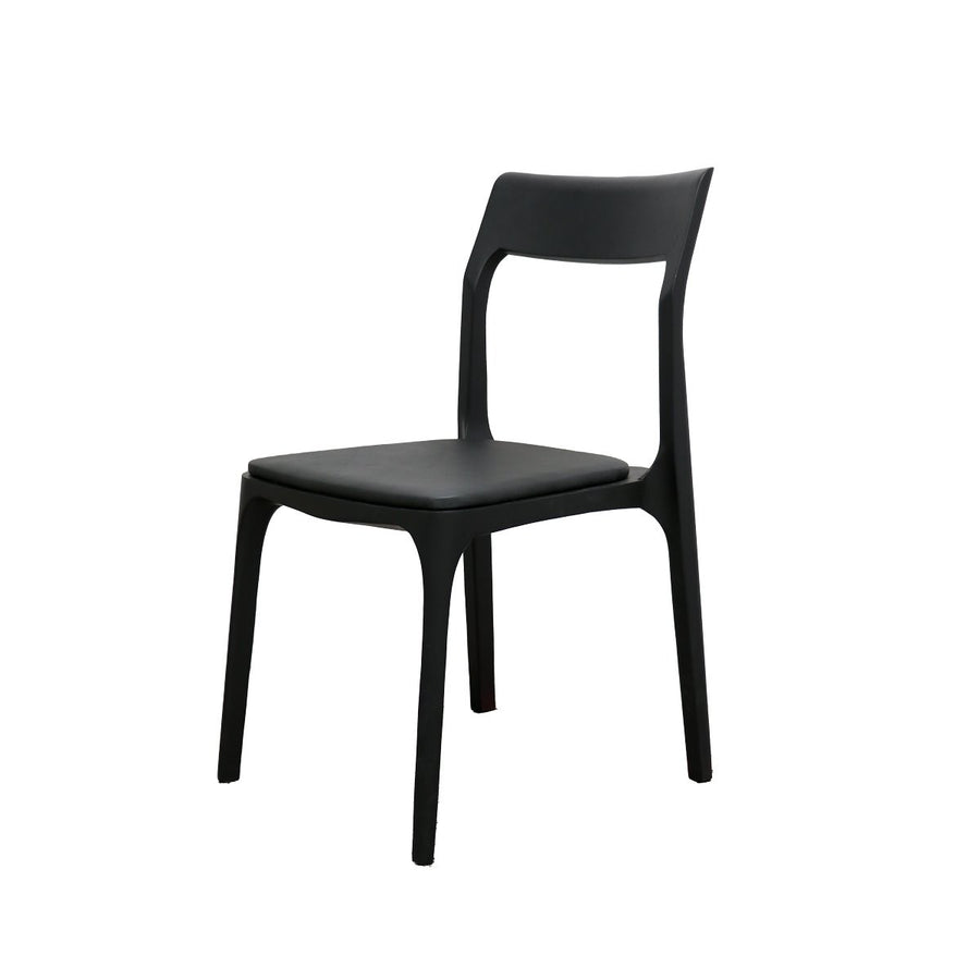 Ash & Leather Stackable Dining Chair - Black