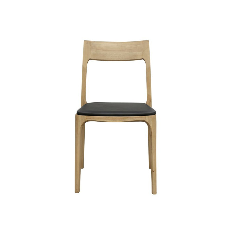 Ash & Leather Stackable Dining Chair - Natural & Black