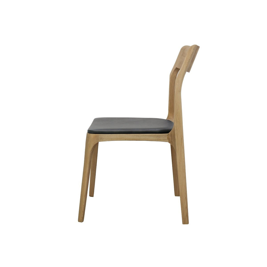 Ash & Leather Stackable Dining Chair - Natural & Black