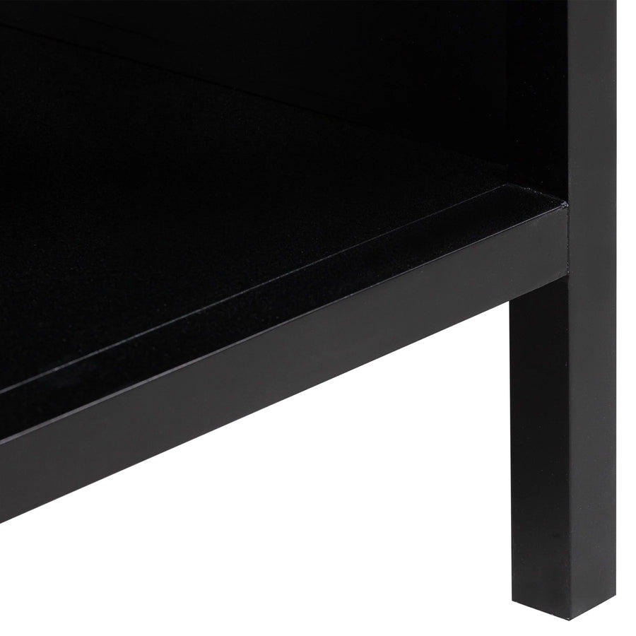 Black Rattan Drawer Bedside Table