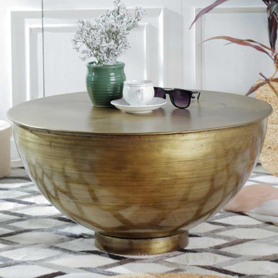 Brass Bowl Shaped Coffee Table