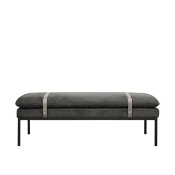 Buckle Detail Fabric Ottoman Bench - Charcoal