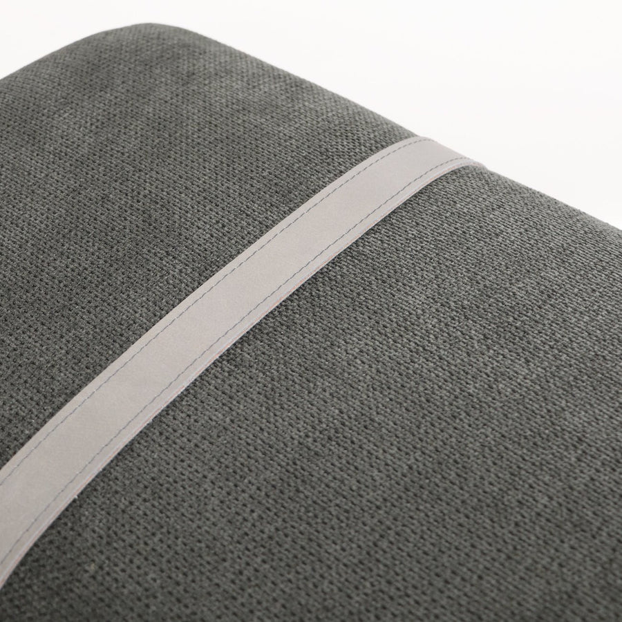 Buckle Detail Fabric Ottoman Bench - Charcoal