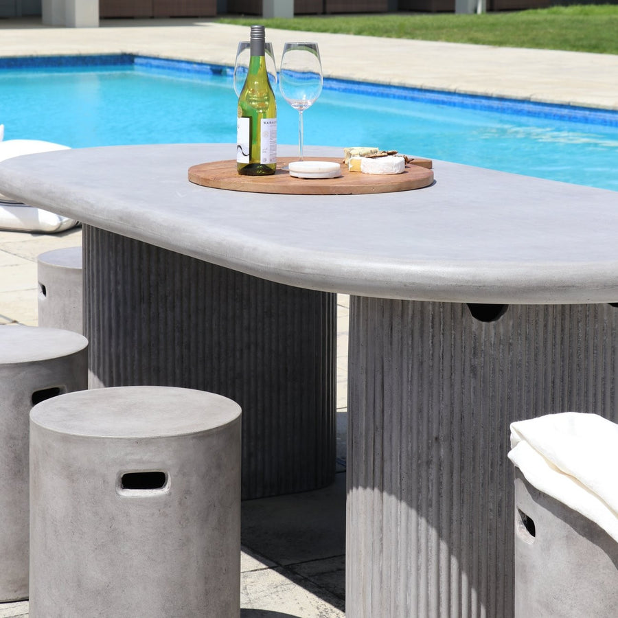 Concrete Cylinder Slot Stool & Side Table - Grey