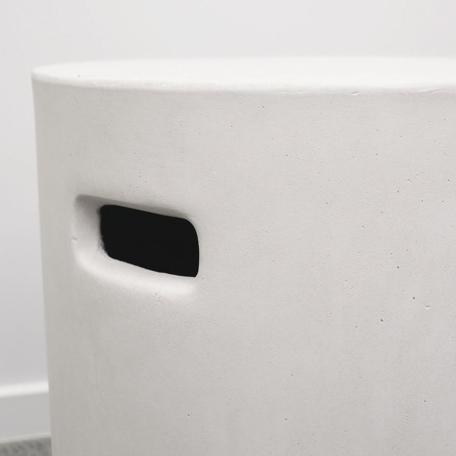 Concrete Cylinder Slot Stool & Side Table - White