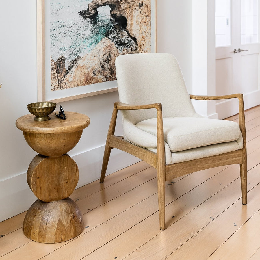 Contemporary Stacked Round Side Table - Natural
