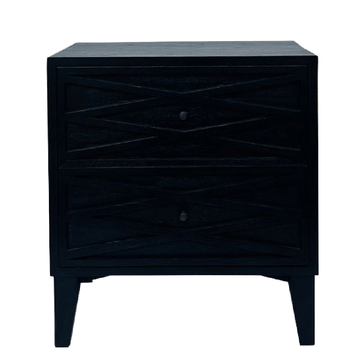 Diamond Two Drawer Bedside Table - Rustic Black