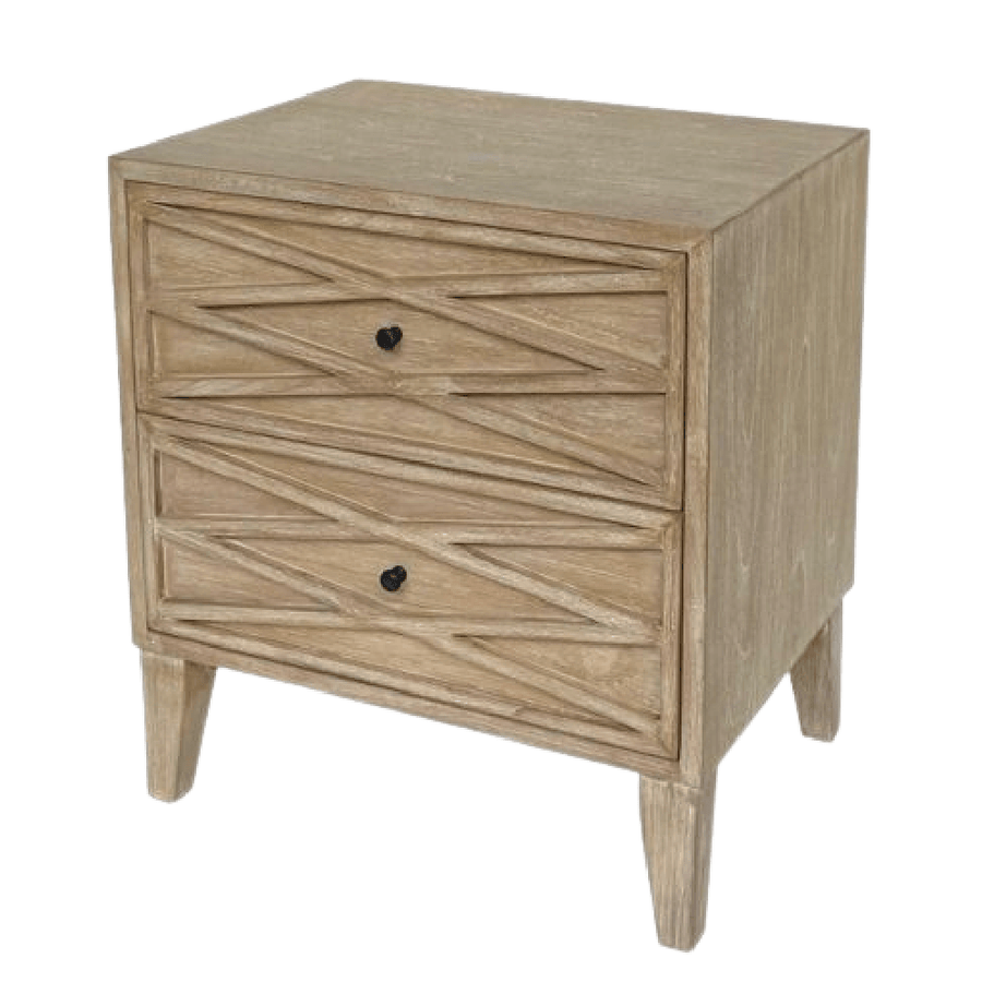 Diamond Two Drawer Bedside Table - Natural