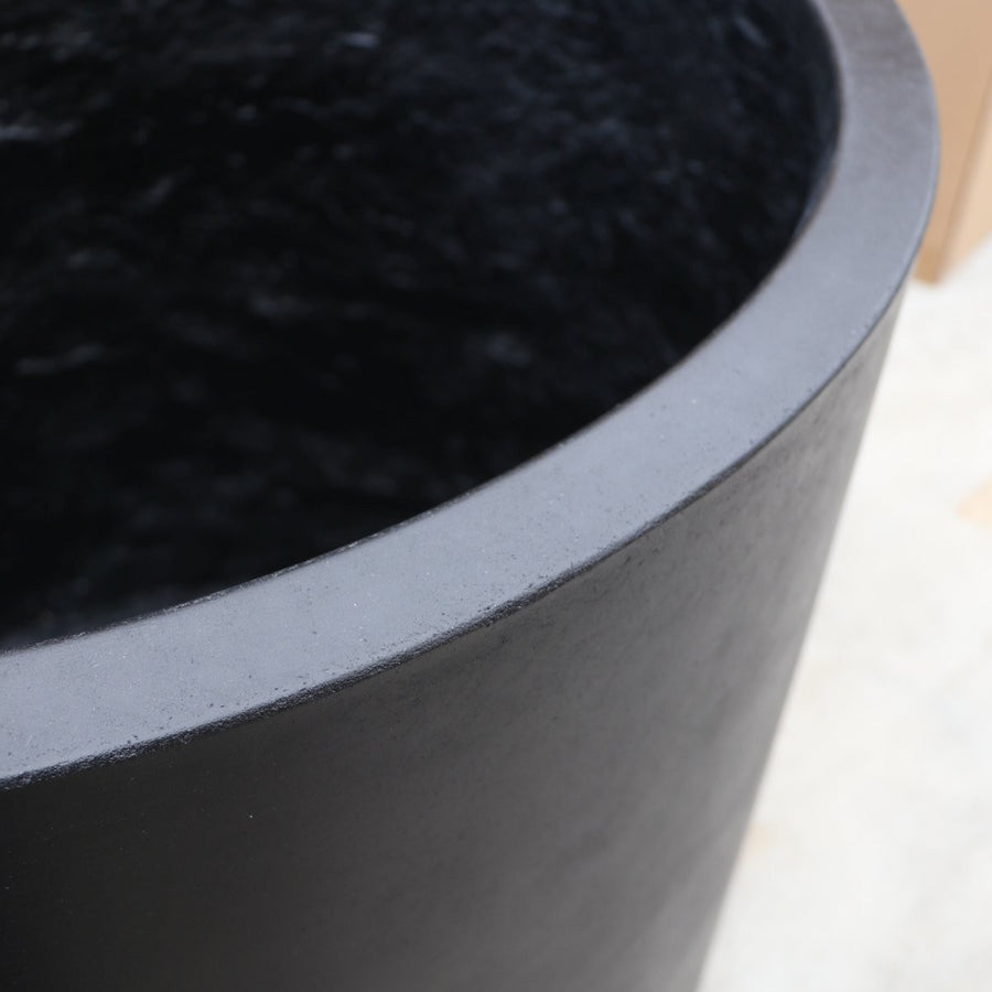 East Hampton Black Cylinder Concrete Pot - Medium