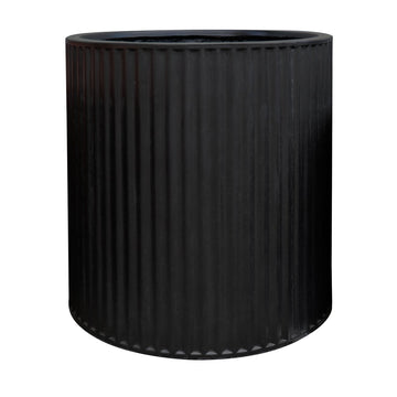 East Hampton Black Ribbed Cylinder Concrete Pot - Large