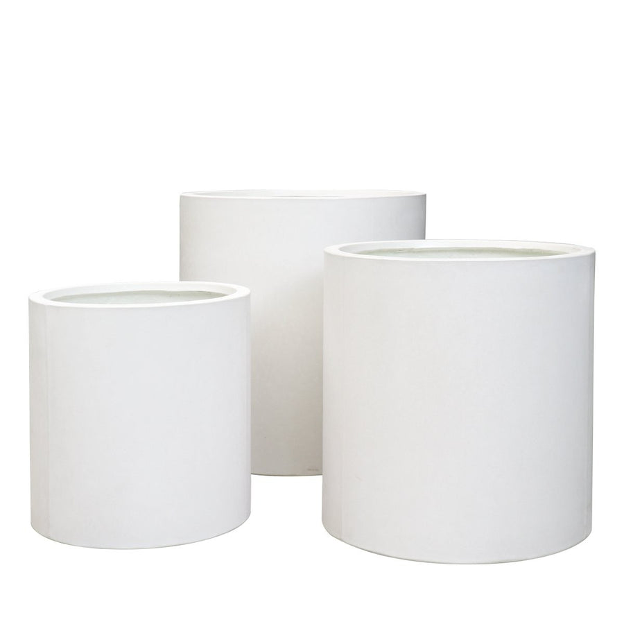 East Hampton White Cylinder Concrete Pot - Large