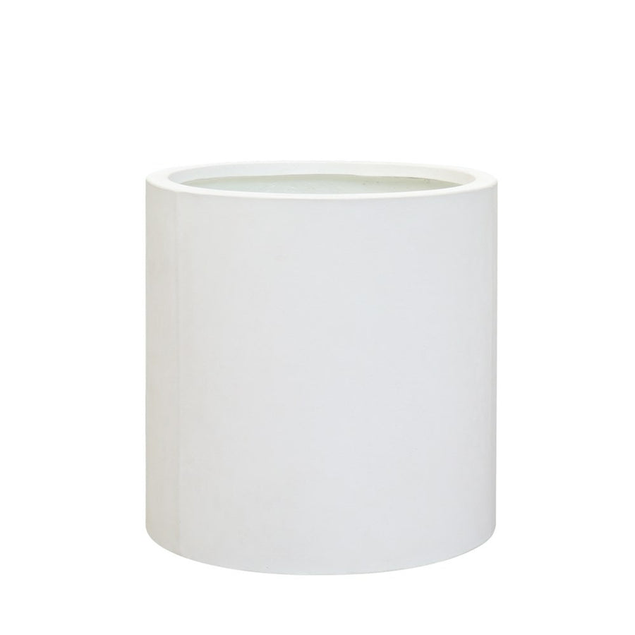 East Hampton White Cylinder Concrete Pot - Medium