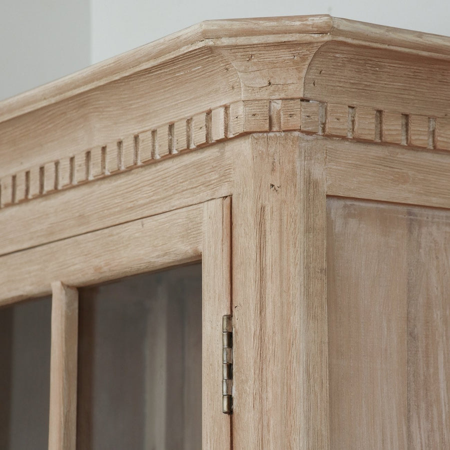 French Chateau Glass Door Cabinet - Natural
