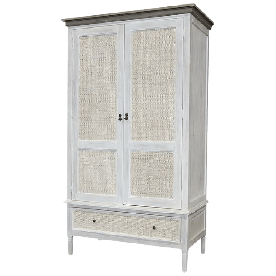 French Colonial Freestanding Wardrobe - Antique White
