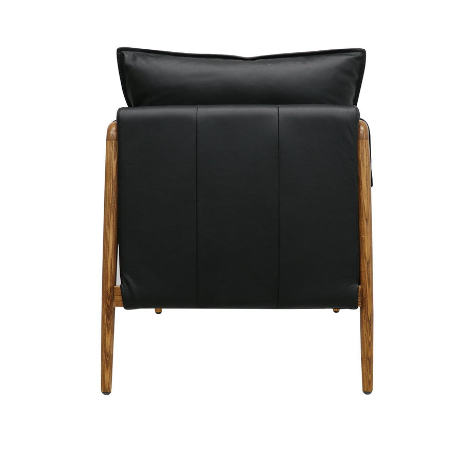 Genuine Leather Buckle Detail Armchair - Natural & Black