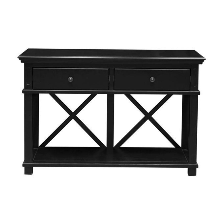 Hamptons Black Two Drawer Console
