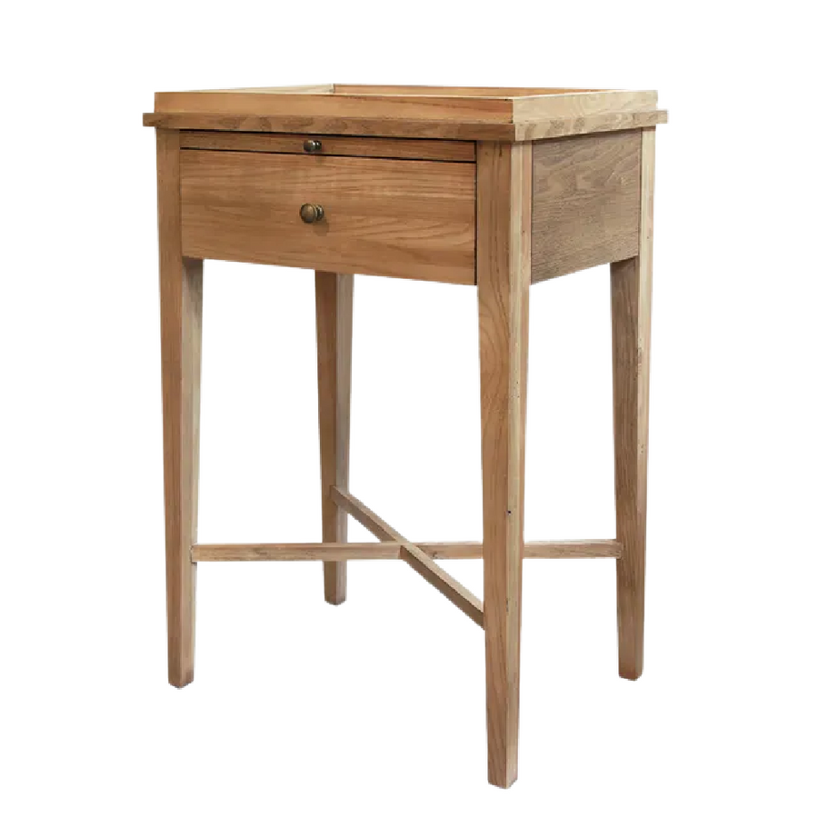 Hamptons Cross Over One Drawer Bedside Table - Natural