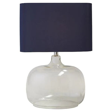 Hamptons Glass & Navy Linen Table Lamp