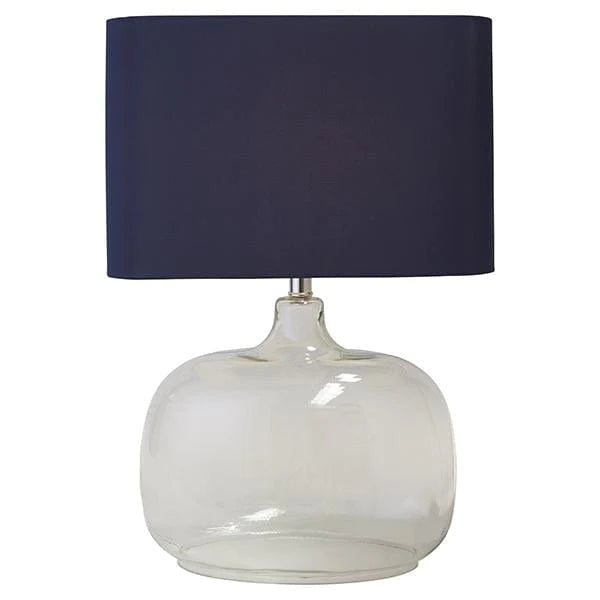 Hamptons Glass & Navy Linen Table Lamp