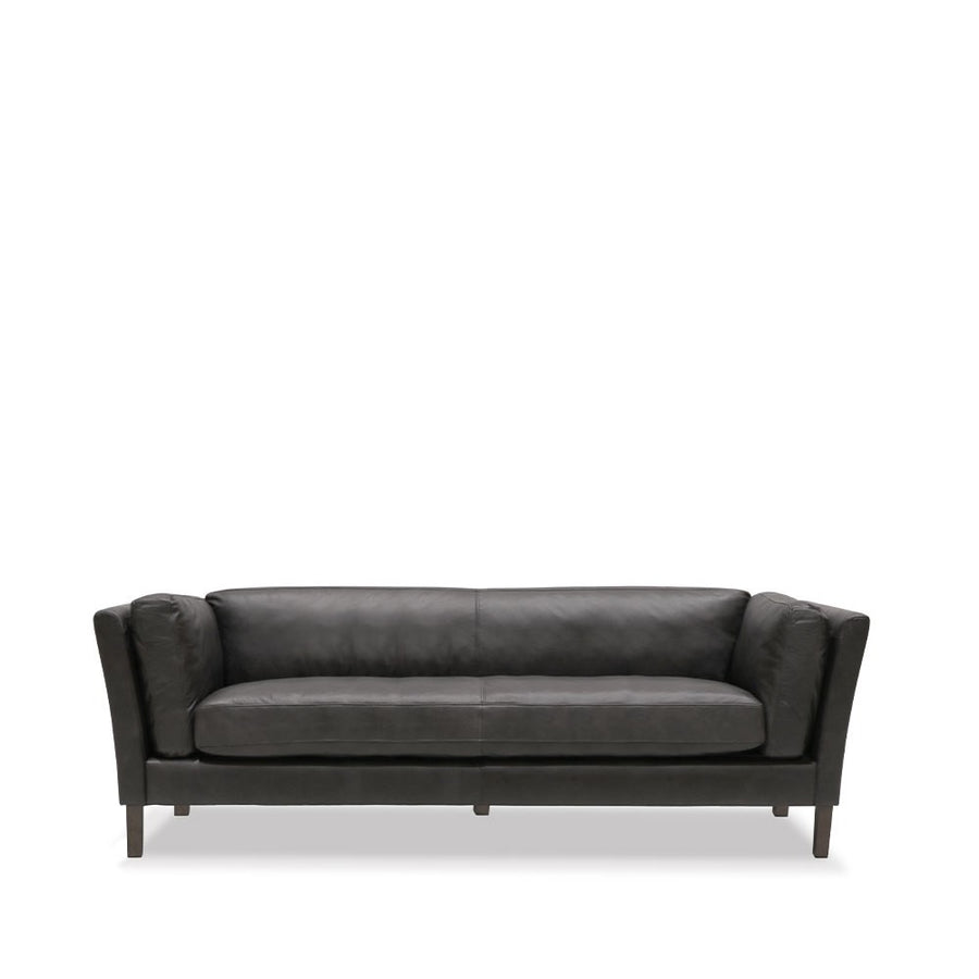 Hamptons Leather Three Seater Sofa - Onyx