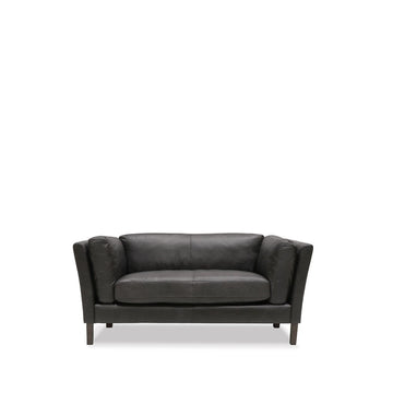 Hamptons Leather Two Seater Sofa - Onyx