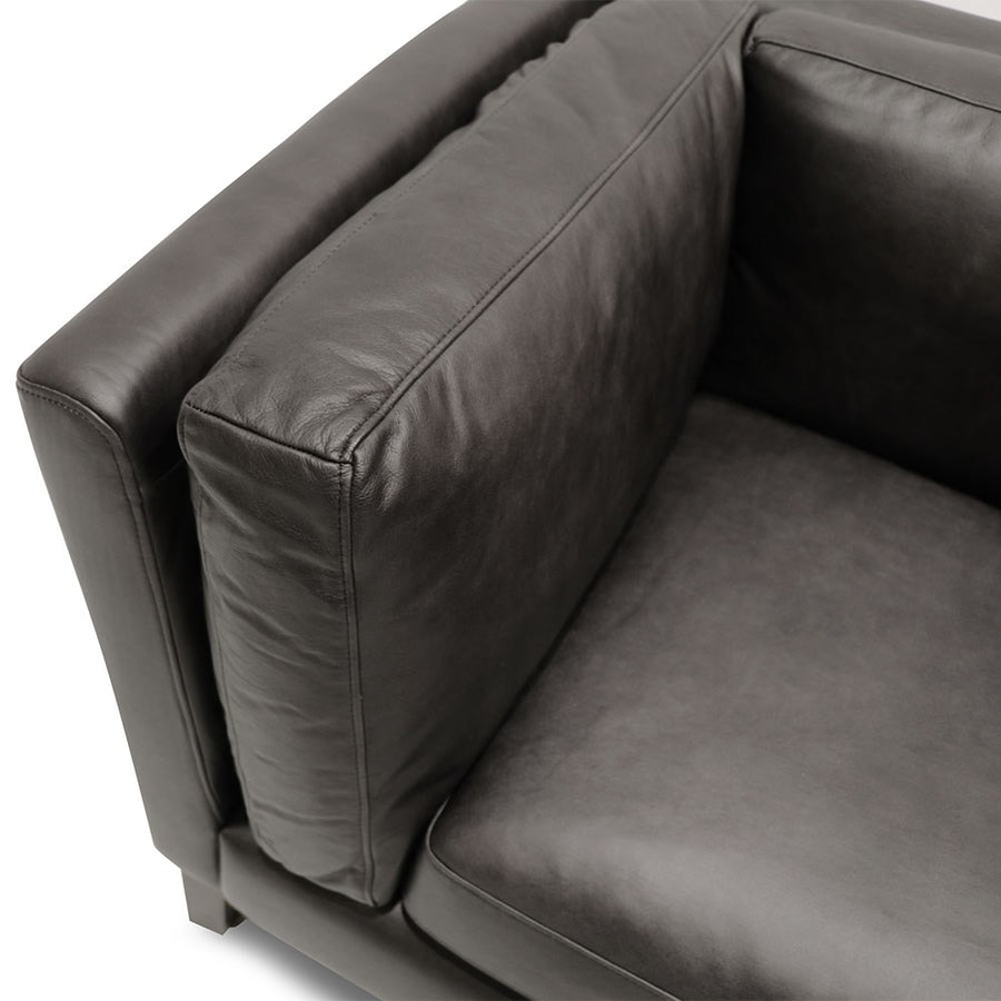 Hamptons Leather Two Seater Sofa - Onyx