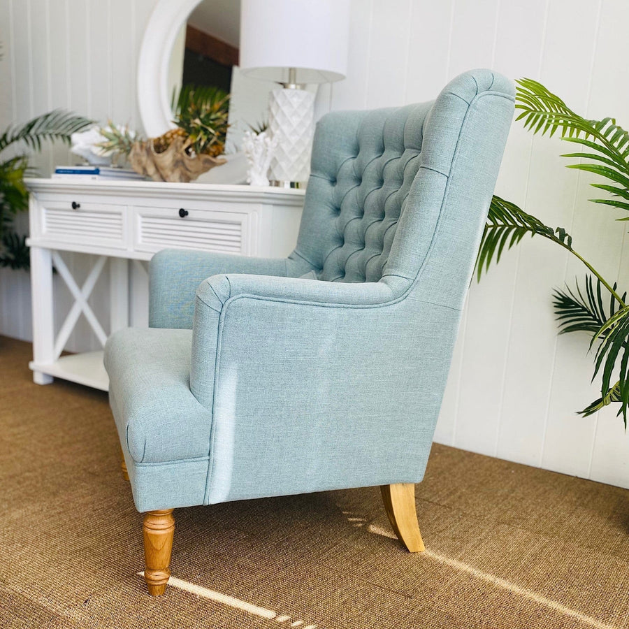 Hamptons Pistachio Winged & Button Tufted Occasional Chair
