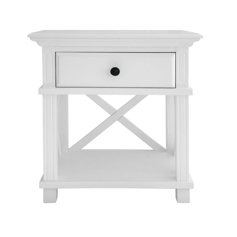 Hamptons White One Drawer Bedside Table
