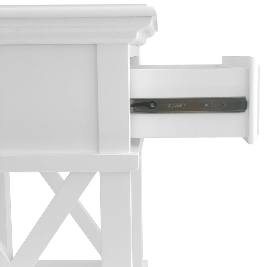 Hamptons White One Drawer Bedside Table