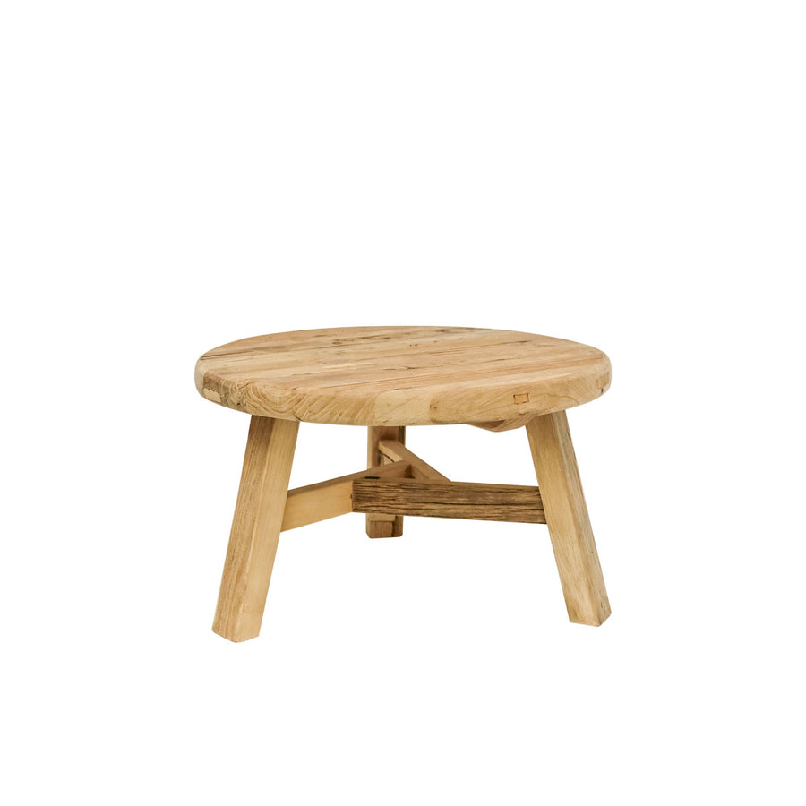 Handmade Low Round Nesting Peasant Coffee Table - Natural