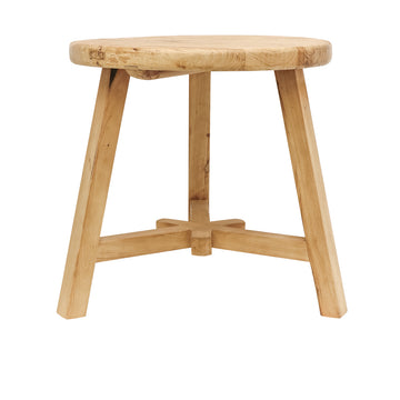 Handmade Tall Round Peasant Side Table - Natural