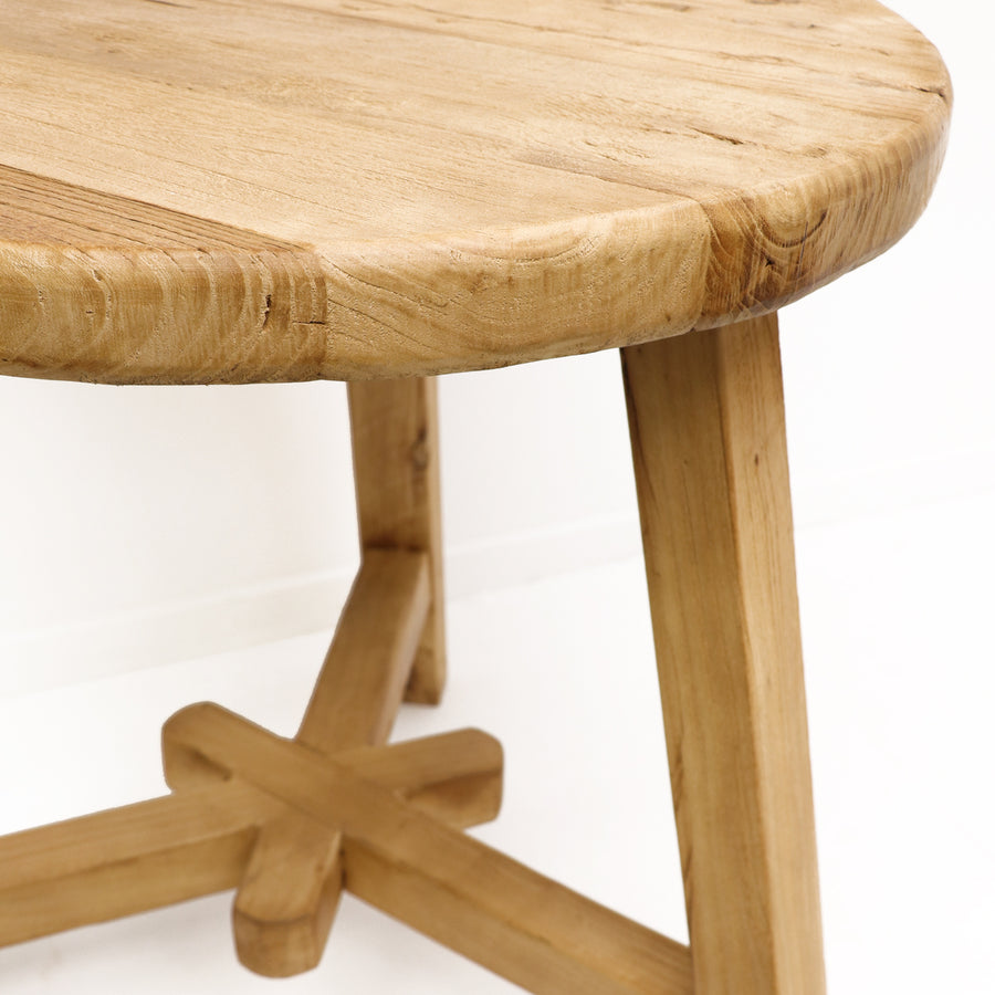 Handmade Tall Round Peasant Side Table - Natural