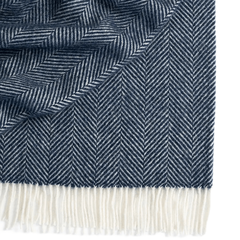 Magnus Throw Rug Herringbone Weave Throw - Magnus Navy | Coastal Style NZ