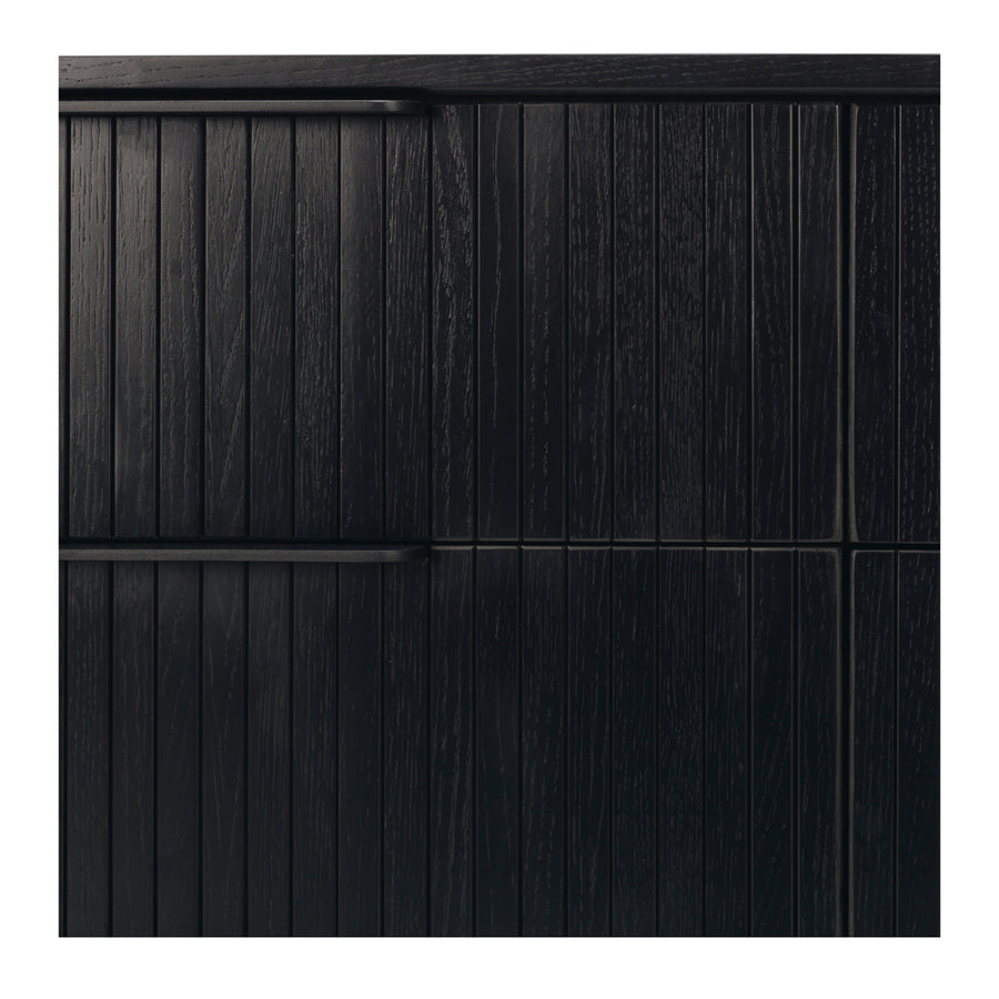 Linear Slatted Oak Dresser - Black