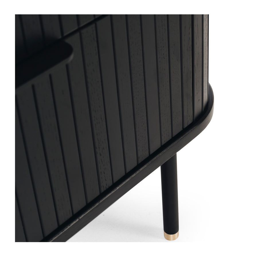 Linear Slatted Oak Dresser - Black