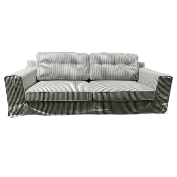 Linen & Black Stripe Three Seater Sofa