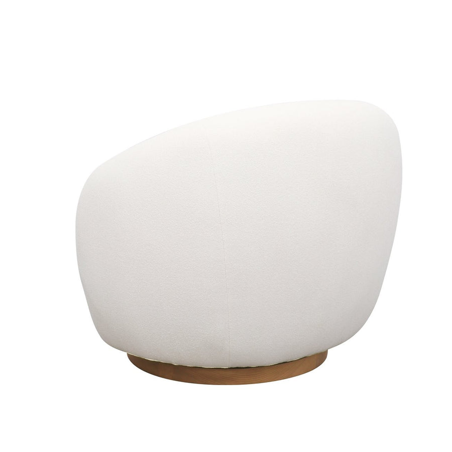 Modern Swivel Occasional Chair - Cream & Natural