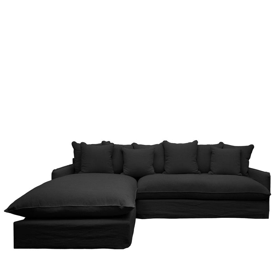 Modular L Shaped 2.5 Seater Slip-cover Sofa with LH Chaise - Carbon