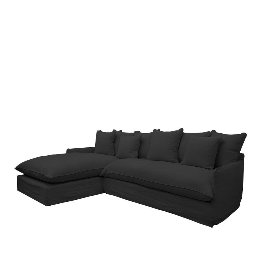 Modular L Shaped 2.5 Seater Slip-cover Sofa with LH Chaise - Carbon