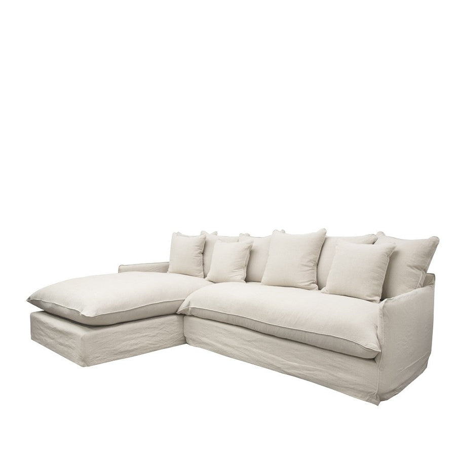 Modular L Shaped 2.5 Seater Slip-cover Sofa with LH Chaise - Oatmeal